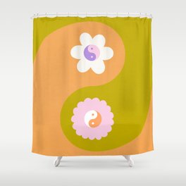 Duo floral yin yang abstract # matcha orange Shower Curtain