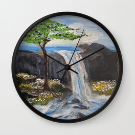 Waterfall for Jill Wall Clock | Wildflowers, Jill, Tree, Painting, Waterfall, Acrylic 