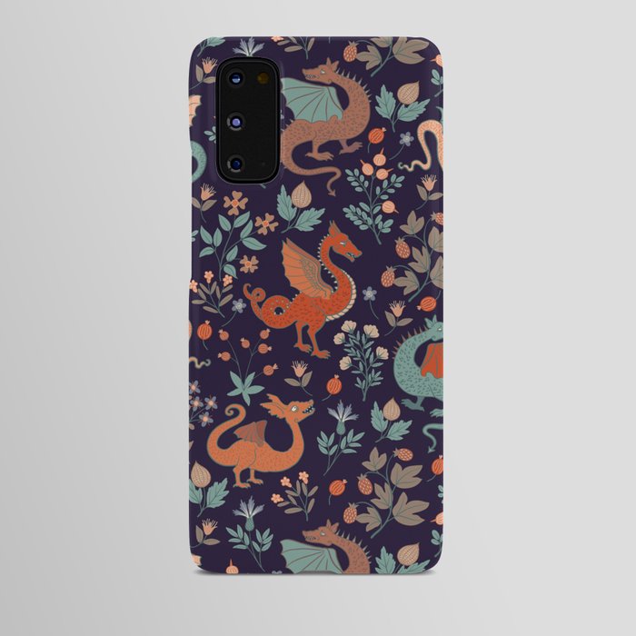 Dragons and Flowers Dark Purple Android Case