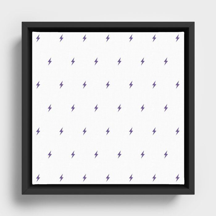 Purple Lightning Bolt Pattern Framed Canvas
