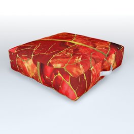 Red Marble Leaf Outdoor Floor Cushion | Cherry, Watercolor, Scarlet, Leaf, Graphicdesign, Garnet, Leafmacro, Redmarble, Marble, Crimson 