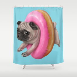 Donut Pug Shower Curtain
