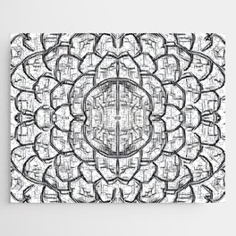 Black And White Floral Bloom Sketch Jigsaw Puzzle