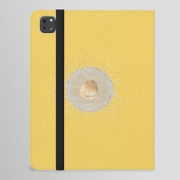 Watercolor Seashell and Sand Circle on Sunshine Yellow iPad Folio Case