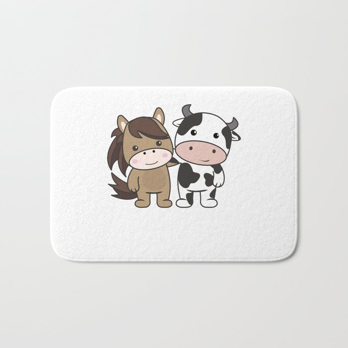 Horse Cow Animal Lovers Cute Animals For Kids Bath Mat
