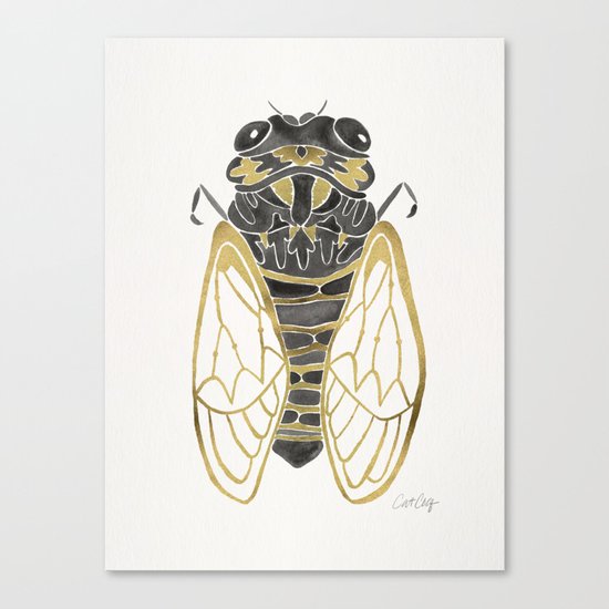 Cicada – Black & Gold Canvas Print