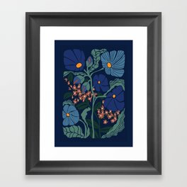 Klimt flower dark blue Framed Art Print