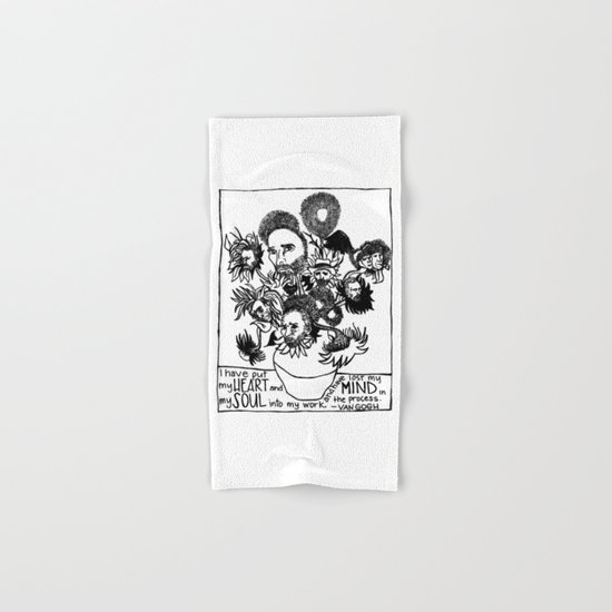 Van Gogh S Sunflowers With Quote Hand Bath Towel By Alphavariable Society6