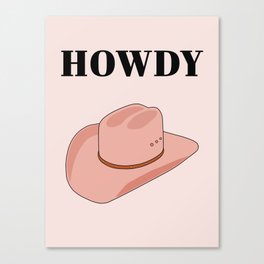 Howdy - Cowboy Hat Peach Canvas Print