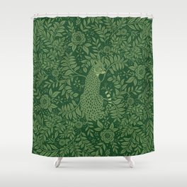 Spring Cheetah Pattern - Forest Green Shower Curtain