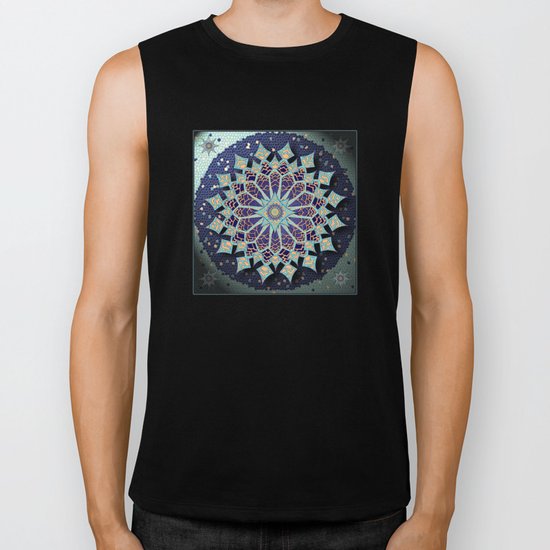 Mosaic Mandala in Blue Biker Tank