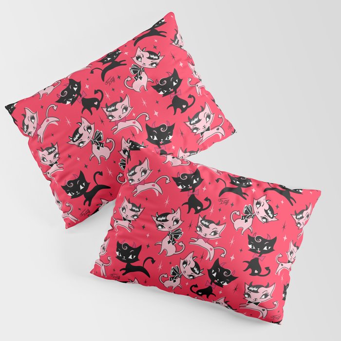 Devil Kitties Red Pillow Sham