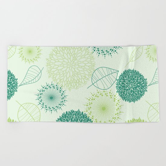 GREEN LEAVES PATTERN Beach Towel