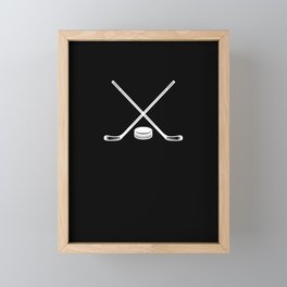 ice hockey bat and puck Framed Mini Art Print