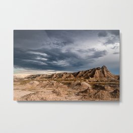 The Badlands - 02 Metal Print | Sturm, America, Mountain, Photo, Nature, Badlands, Landscape, Storm, Color, Sand 