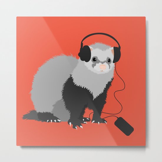 Music Loving Ferret Metal Print
