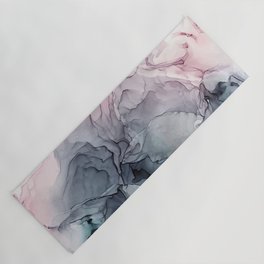 Blush and Payne's Grey Flowing Abstract Painting Yoga Mat