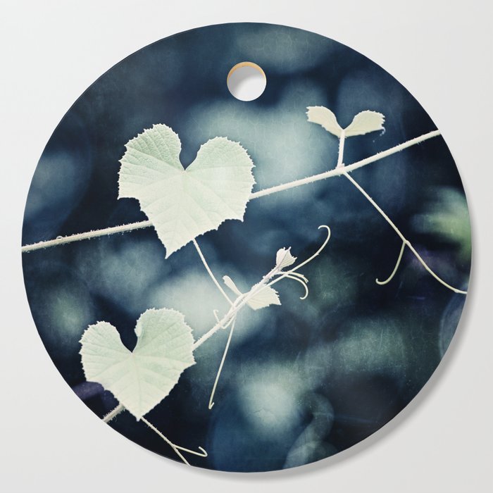 Heart Love Nature Photography Hearts Botanical Print Navy Blue Green Photograph Bedroom Photo Cutting Board By Carolyncochrane