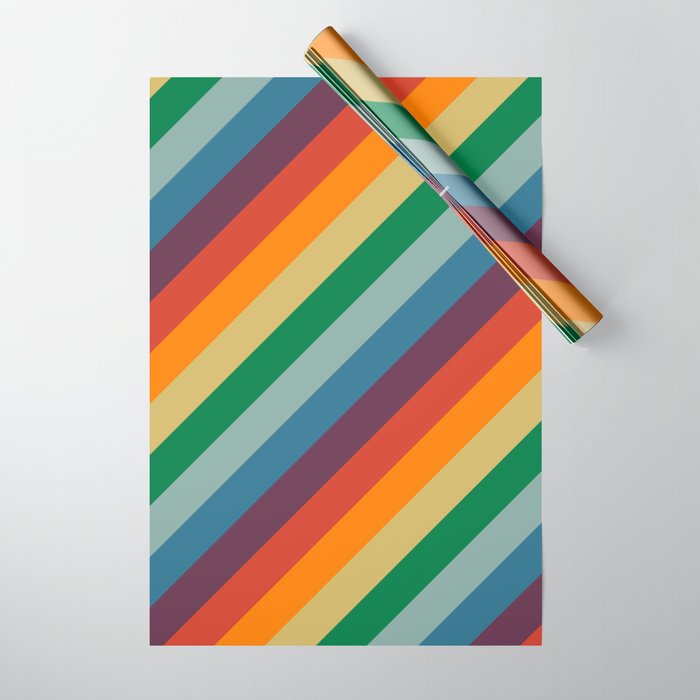 Rainbow striped wrapping clearance paper