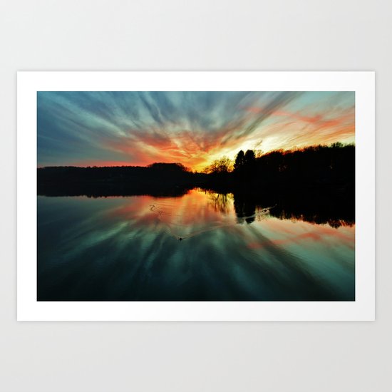 Magical evening at the lake Art Print