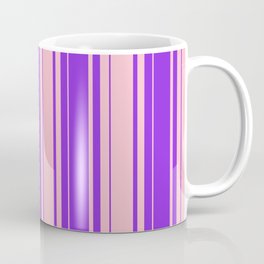[ Thumbnail: Purple & Pink Colored Stripes/Lines Pattern Coffee Mug ]