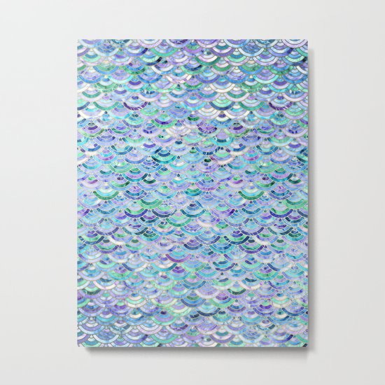 Marble Mosaic in Sapphire and Emerald Metal Print