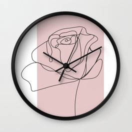 Pink Rose Minimalist Line Art #1 Wall Clock