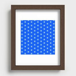 Blue sunflowers pattern with blue background Recessed Framed Print