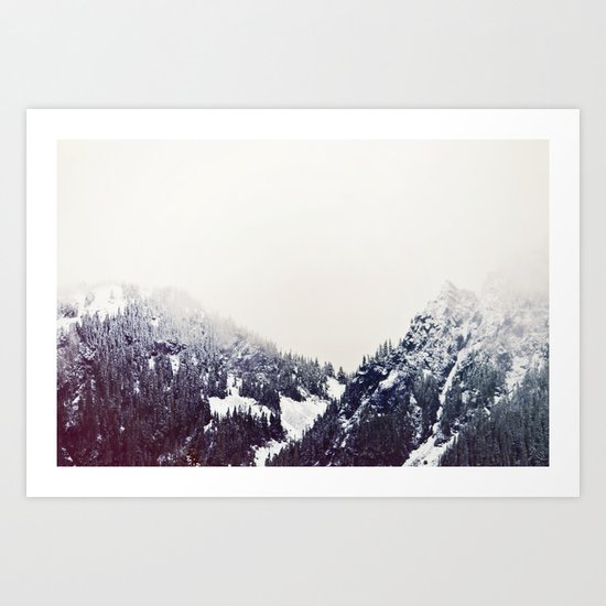 Vintage Snowy Mountain Art Print