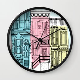 San Francisco Victorian Houses Wall Clock