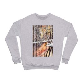 Wintery Woods Watercolour Painting Crewneck Sweatshirt
