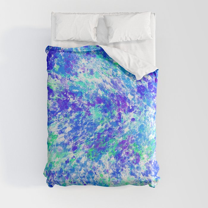 Blue Abstract Paint Texture Pattern Comforter