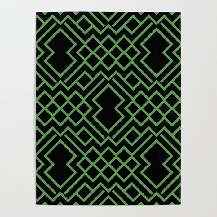 Black and Green Modern Geometric Shape Pattern Pairs DE 2022 Trending Color Golf Course DE5601 Poster