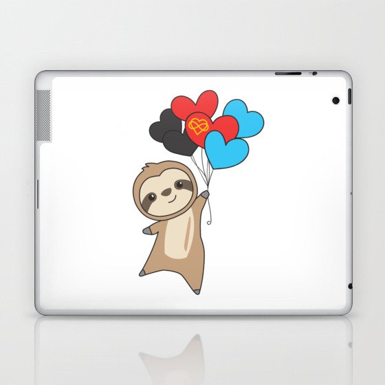 Polyamory Flag Gay Pride Lgbtq Hearts Sloth Laptop & iPad Skin