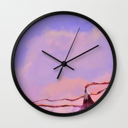 Lavenders Wall Clock | Painting, Pink, Field, Characterart, Bigclouds, Clouds, Digital, Pattern, Watercolor, Journey 