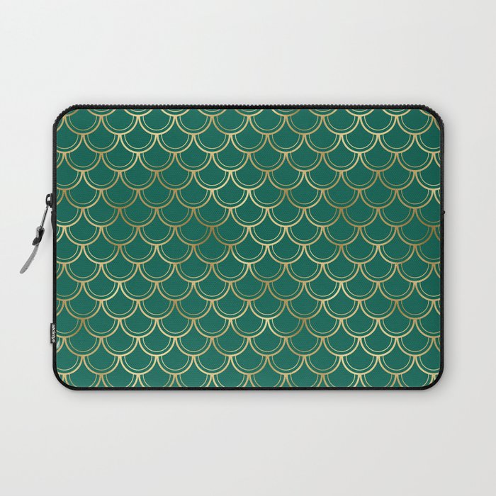 Gold Green Scales Pattern Laptop Sleeve