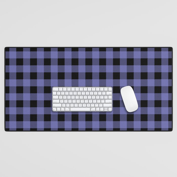 Periwinkle Plaid (pantone very peri/black) Desk Mat