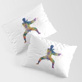 martial art-karate in watercolor Pillow Sham