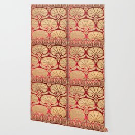Antique Turkish Carnations Textile Red Wallpaper