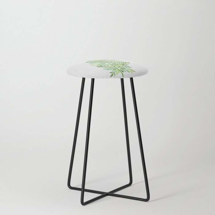 Watercolor Fern - Green Counter Stool
