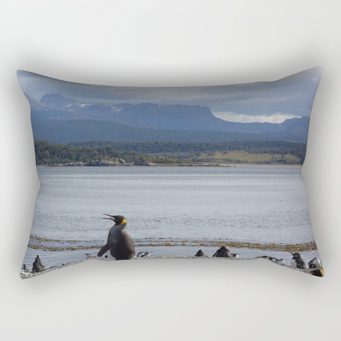 Argentina Photography - Herd Of Penguins Enjoying The Beach Rectangular Pillow