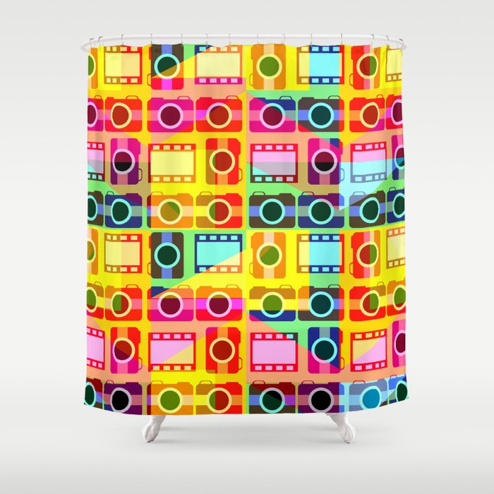 Colorful camera pattern Shower Curtain