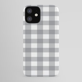 Gray and White Buffalo Plaid Pattern iPhone Case