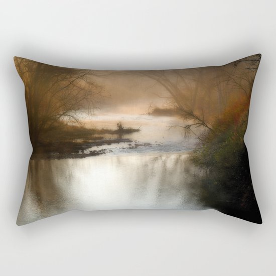 Foggy Alum Creek on a chilly fall morning Rectangular Pillow
