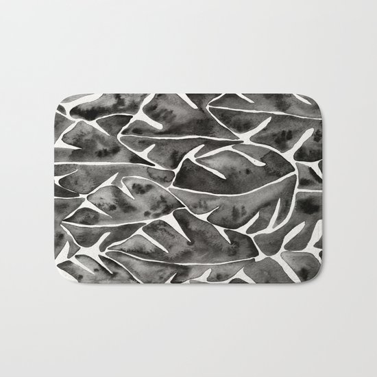 Split Leaf Philodendron - Black Bath Mat