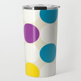 Yellow White Purple Blue Polka Dots on Beige Travel Mug