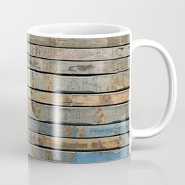 distressed wood wall - Blue and brown planks Coffee Mug