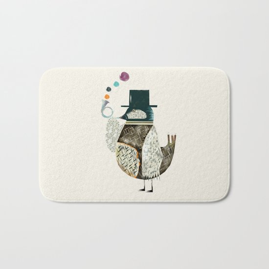 the dapper bird Bath Mat