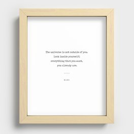 Rumi Quote 22 - Minimal, Sophisticated, Modern, Classy Typewriter Print - The Universe Is Inside You Recessed Framed Print