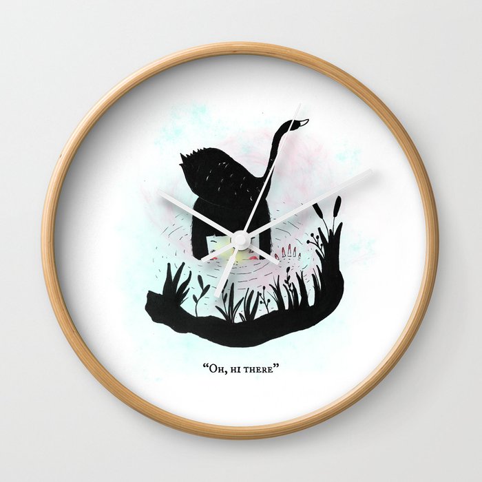 Oh hi there black swan Wall Clock